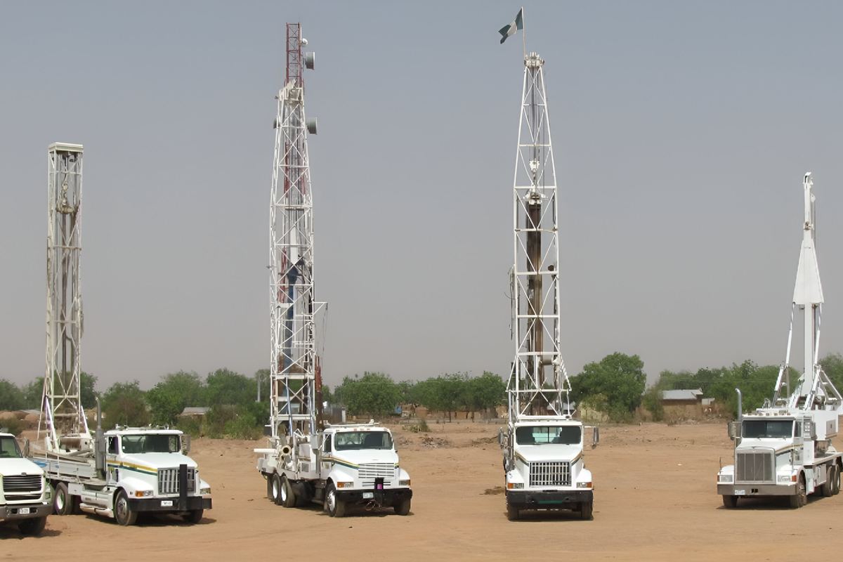 AWAA borehole drilling rigs on site
